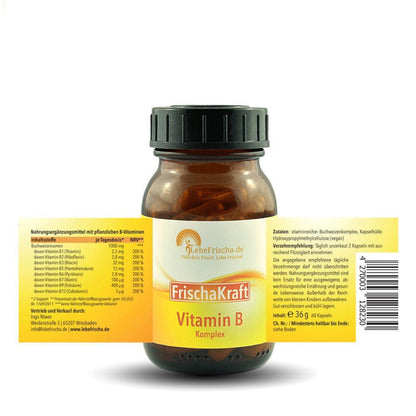 Auf unserem Produktetikett findest du alle Angaben für unser Vitamin B Komplex Präparat